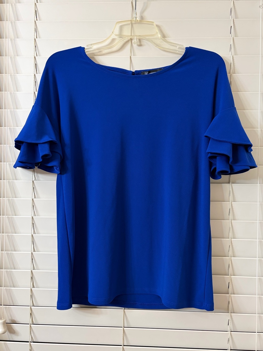 INC International Concepts Royal Blue Ruffle Sleeve Blouse Work Top Women’s XS